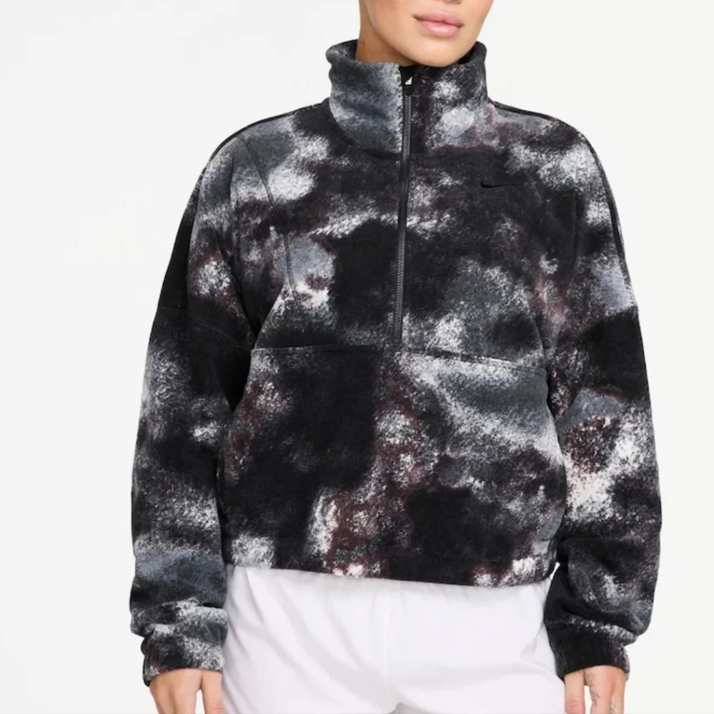 Nike Black and Gray Tie-Dye Teddy Jacket